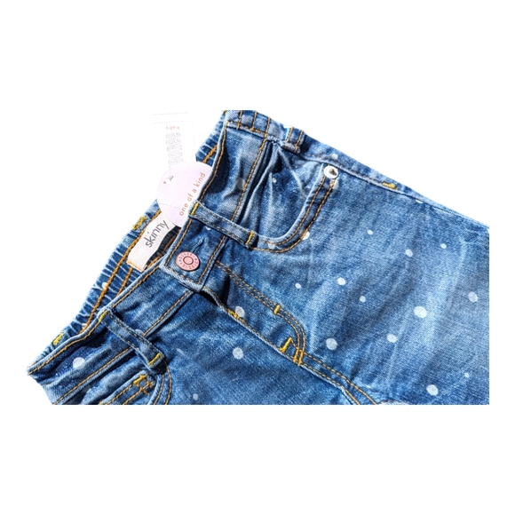 Gymboree Girls 12-18m White Polkadot Dyed Indigo Blue Jeans - Picture 2 of 8